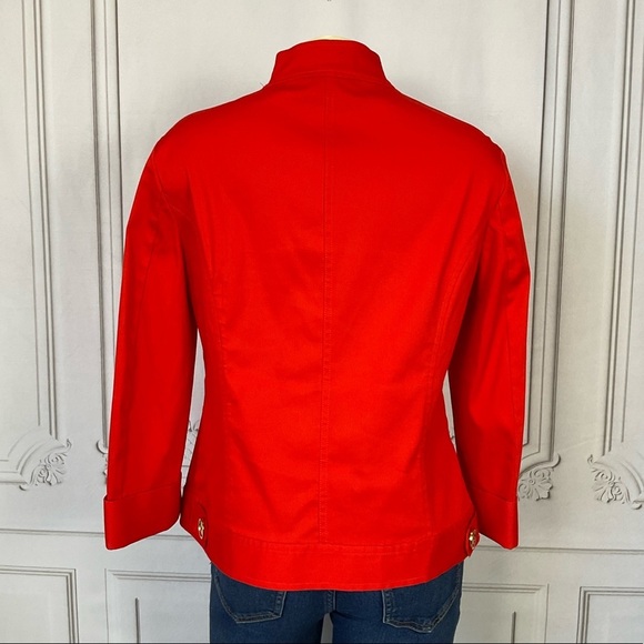 💋 Jones New York Signature Stretch Bright Red (Orange) Sm Big Button Blazer - Picture 6 of 6